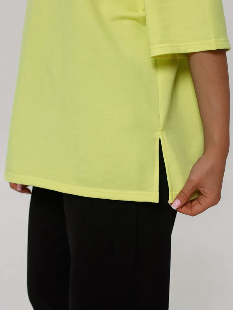 Lime soft green Casual Women's Oversized T-Shirt & Black Trousers