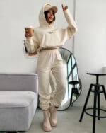 Women's beige Hoodie & Jogger Pants Outfit