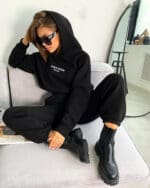 Women's black Hoodie & Jogger Pants Outfit