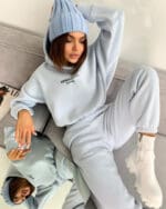 Women's Sky blue Hoodie & Jogger Pants Outfit