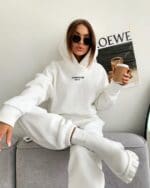 Women's white Hoodie & Jogger Pants Outfit