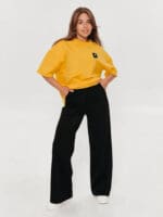 Yellow Casual Women's Oversized T-Shirt & Trousers