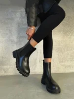 Classic black ankle boots with a chunky sole, perfect for everyday style and comfort.